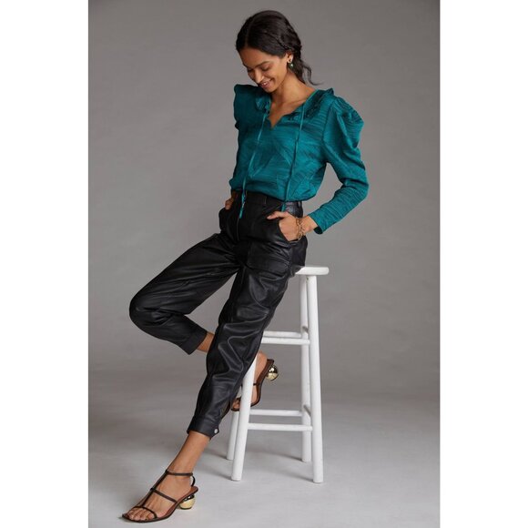 Anthropologie Current Air Collared Puff-Sleeved Blouse - Picture 4 of 8